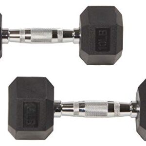 Signature Fitness Rubber Encased Hex Dumbbell, 10LB Pair - Image 6