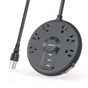 Power Strip, Surge Protector, 6 Outlets and 3 USB Ports 6.5FT Long Extension Cord, ZSIMC Sleek Socket Overload Surge Protection, Flat Plug Charging Station Compact for Dorm Room, Office, Home, Travel