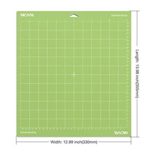 Nicapa 12x12 inch Standard Grip Cutting Mat for Cricut Maker 3/Maker/Explore 3/Air 2/Air/One (3 Pack) Standard Adhesive Sticky Green Quilting Replacement Cut Mats - Image 2