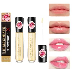 2 Pcs Lip Plumper Lip Gloss, Moisturizing Lips Plumper Vitamin E Plumping Lip Maximizer Serum Transparent Toot Lip Oil Lip Plumper Gloss, Natural Lip Plumper