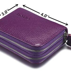 KALMORE Women's Leather RFID Secured Spacious Cute Card Wallet Small Purse, Purple, Two Zippers - Image 5