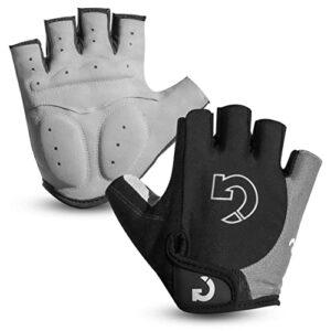 GEARONIC Cycling Gloves Anti-Slip Mountain Bike Gloves For Men Breathable Foam Padded Biking Gloves Shock Absorbing MTB Bicycle Gloves Half/Full Finger Guantes (Gray, Large)