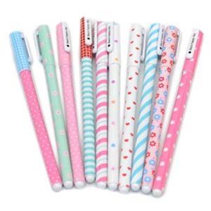 Fluent Writting Pen, 10 Pcs 0.38 mm 10 Color Black Ink Rolling Ball Cute Gel Ink Pen for Student and School Office Supplies (A) - Image 5