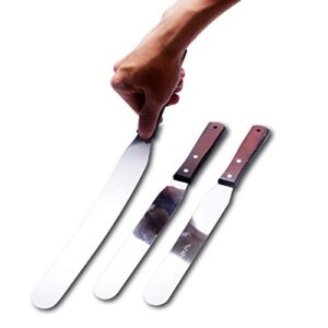 LEGERM Straight Icing Spatula Stainless Steel Baking Set of 6, 8" & 10" Wooden Handle Cake Decorating Frosting Spatulas - Image 6