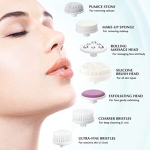 Facial Cleansing Brush Face Scrubber: COSLUS 7in1 JBK-D Electric Exfoliating Spin Cleanser Device Waterproof Deep Cleaning Exfoliation Rotating Spa Machine - Electronic Acne Skin Wash Spinning System - Image 9