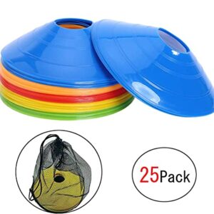 25 Pcs Pro Disc Cones - Training Cones Agility Soccer Cones with Carry Bag for Training, Soccer, Football, Basketball,Kids and Other Sports and Games(5 Colors) - Image 5