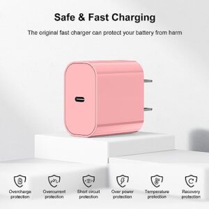 iPhone 14 13 12 Fast Charger 6ft(Pink), [MFi Certified] 2Pack Wall Charger Plug with 6ft USB C to Lightning Cable, iPhone Charger Fast Charging Power Adapter Block for iPhone14 13 12 Pro max,iPad - Image 6