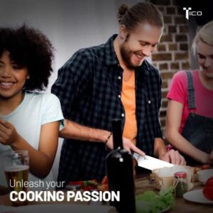 TICO Ultra Sharp 8 inch Chef's Knife - German Carbon Steel Blade, Ergonomic Pakka Wood Handle - Professional Kitchen Knife for Chopping, Cutting, Thinly Slicing Meats & Vegetables - Image 3