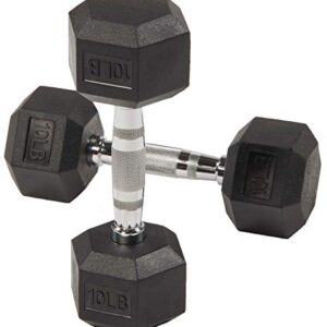 Signature Fitness Rubber Encased Hex Dumbbell, 10LB Pair - Image 5
