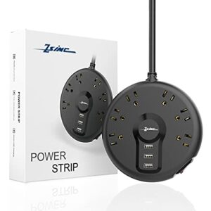 Power Strip, Surge Protector, 6 Outlets and 3 USB Ports 6.5FT Long Extension Cord, ZSIMC Sleek Socket Overload Surge Protection, Flat Plug Charging Station Compact for Dorm Room, Office, Home, Travel - Image 2