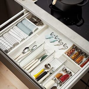 Hudgan 8 Pack Clear Plastic Drawer Organizer Bins Set, Stackable Cutlery Storage Bins Trays for Organizing Kitchen Supplies, Bathroom Supplies, Office Supplies, Crafts, Gadgets, Cabinet Supplies - Image 7