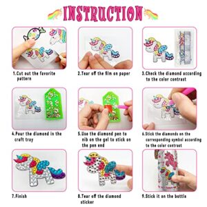 7July Decorate Your Own Water Bottle Kits for Girls Age 4-6-8-10,Unicorn Gem Diamond Painting Crafts,Fun Arts and Crafts Gifts Toys for Girls Birthday Christmas - Image 6