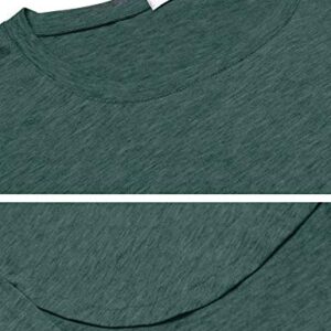 Sherosa Women's Casual 3/4 Sleeve Loose Tunic Tops Scoop Neck T-Shirt (L, Dark Green) - Image 2