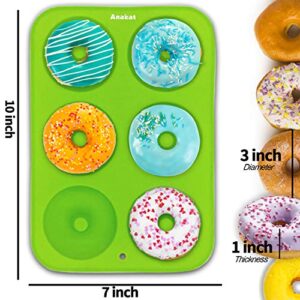 Anaeat 3 Pack Donut Pan Silicone Baking Mold, Just Pop Out! Non-Stick Doughnuts Baking Pans BPA Free for 6 Full-Size Donuts, Muffin, Cake Biscuit Bagels - Oven & Dishwasher Safe (Multicolor) - Image 3