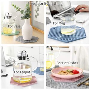 4 Packed Silicone Trivet Mats - DIY Different Size Dish Drying Mat, Hot Pot Holder for Pots & Pans, Non-Slip & Heat Resistant Kitchen Hot Pads for Countertops & Table,Teal - Image 4