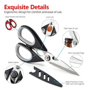 Tpotato kitchen scissors,kitchen shears heavy duty dishwasher safe,Stainless Steel Sharp utility food cooking Scissors multipurpose with cover cutting Meat, Poultry, Vegetables, fish,2 Pack - Image 6