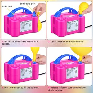 IDAODAN Electric Balloon Pump, Portable Electric Balloon Blower Machine Balloon Air Pump Dual Nozzle Rose Red 110V 600W Balloon Inflator for Party Decorations - Image 5