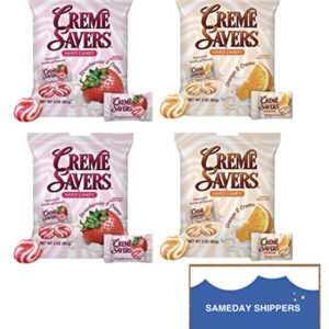 CREME SAVERS | Classic Original Individally Wrapped, Strawberries and Creme and Orange and Creme Hard Candy | 4 - PACK Variety & Sameday Shippers Card| - Image 2