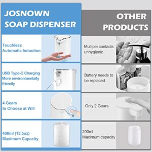 Josnown Automatic Liquid Soap Dispenser, 13.5oz/400ML Wall Mount Soap Dispenser, USB Rechargeable, Touchless Hand & Dish Soap Dispenser Waterproof Pump for Bathroom, Kitchen - Image 5