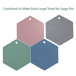 4 Packed Silicone Trivet Mats - DIY Different Size Dish Drying Mat, Hot Pot Holder for Pots & Pans, Non-Slip & Heat Resistant Kitchen Hot Pads for Countertops & Table,Teal - Image 7