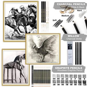 KALOUR 54-Pack Sketch Drawing Pencils Kit with Sketchbook,Include Graphite,Charcoal Pencils and Artists Tools,Pro Art Drawing Supplies for Adults Kids Beginners,ideal for Sketching Shading - Image 5