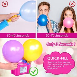 IDAODAN Electric Balloon Pump, Portable Electric Balloon Blower Machine Balloon Air Pump Dual Nozzle Rose Red 110V 600W Balloon Inflator for Party Decorations - Image 4
