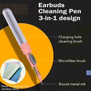Bluetooth Earbuds Cleaning Pen, Multifunction Airpod Cleaner Kit with Soft Brush for Wireless Earphones Bluetooth Headphones Charging Box Accessories, Computer, Camera and Mobile Phone (Pink) - Image 3