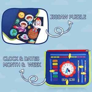 Guolely Busy Board Montessori Toy for 1 2 3 4 Year Old Toddlers - Educational Activity Developing Sensory Board for Fine Basic Dress Motor Skills - Travel Toys for Plane Car, Gift for Boys Girls - Image 3
