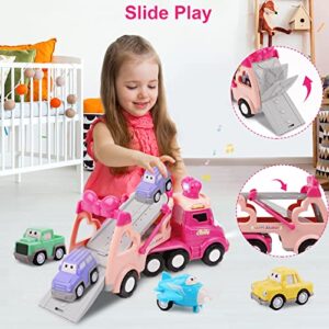Toys for 1 2 3 Year Old Girl,5 in 1 Toddler Girl Toys,Carrier Truck Car Toys for 3 4 5 6 Year Old Toddler Girl with Music & Light,Pink Car Toys for 1 2 3 4 Year Old Girl,Toys for Girls Birthday Gifts… - Image 6