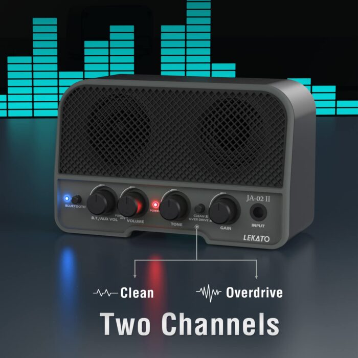 LEKATO Mini Guitar Amp Rechargeable Amplifier Electric Guitar Amp 5W, Clean/Overdrive,Bluetooth Guitar Amp Portable Guitar Amp for Daily Practice,Black - Image 7