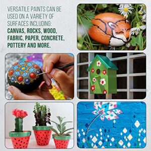 U.S. Art Supply Professional 24 Color Set of Outdoor Acrylic Paint in 2 Ounce Bottles, Plus a 7-Piece Brush Kit - Vivid Colors for Artists, Students - Use on Canvas, Rocks, Kids' Wood Crafts, and Toys - Image 2