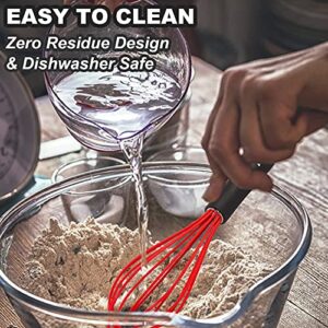 ANAEAT 10.5" Silicone Whisk, Thick Stainless Steel Wire Inner - Heat Resistant Kitchen Whisks for Non-Stick Cookware, Balloon Egg Beater for Whisking, Blending, Beating, Frothing & Stirring (Red) - Image 2