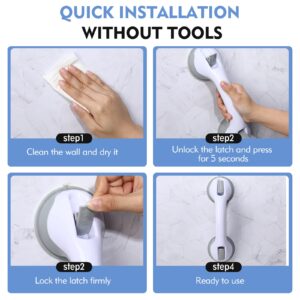 Shower Handle 12 inch Grab Bars for Bathtubs and Showers, Strong Hold Suction Cup Handle, Safety Bars for Shower Chair Bench, Bathroom Grab Bar for Seniors, Elderly, Handicap (2 Pack) - Image 6