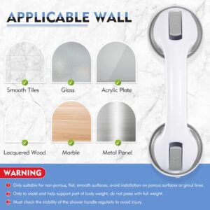 Shower Handle 12 inch Grab Bars for Bathtubs and Showers, Strong Hold Suction Cup Handle, Safety Bars for Shower Chair Bench, Bathroom Grab Bar for Seniors, Elderly, Handicap (2 Pack) - Image 7