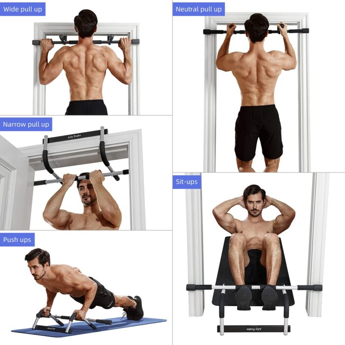 ALLY PEAKS Pull Up Bar Thickened Steel Pipe Super Heavy Duty Steel Frame Upper Workout Bar| Multi-Grip Strength for Doorway | Indoor Chin-Up Bar Fitness Trainer for Home Gym Portable (silver2) - Image 2