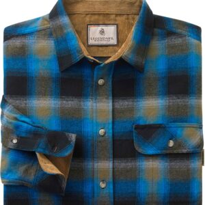 Legendary Whitetails Men's Buck Buck Camp Flannel Shirt, Long Sleeve Plaid Button Down Casual Shirt for Men, with Corduroy Cuffs, Fall & Winter Clothing, Cobalt Plaid, X-Large - Image 5